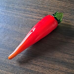 Glass Red Chili Pepper Accent Murano Style Handblown Vintage